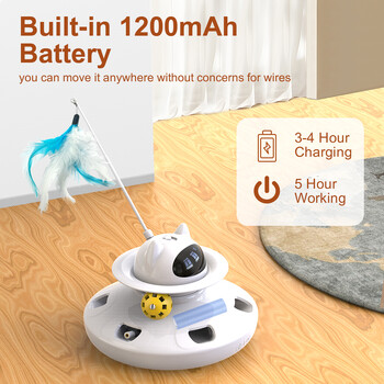 Σετ παιχνιδιών 4 σε 1 Smart Teasing Cat Toys Automatic Feather Fun Ball Toy Σετ για σκύλους γάτες Laser Ηλεκτρονικά διαδραστικά αξεσουάρ για παιχνίδια για κατοικίδια