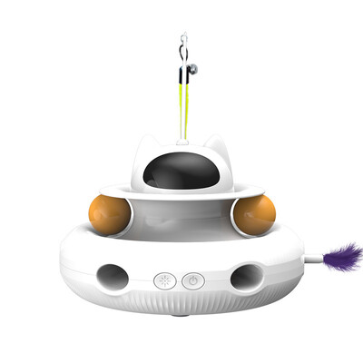 „PawPartner Cat Smart Teaser“ žaislas naminiams gyvūnėliams patefonas, gaudymas dresuojantys žaislai, įkraunami USB 4 viename kačiuko žaislas su plunksnomis lazeriniu rutuliniu kamuoliuku