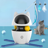 Četri vienā kaķu rotaļlietas iekštelpu elektriskas interaktīvas rotaļlietas ar bumbu un spalvu automātisku vajāšanu vingrošanas lāzera rotaļlieta, uzlādējama USB