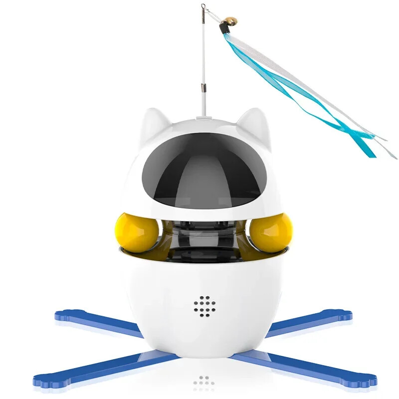 Četri vienā kaķu rotaļlietas iekštelpu elektriskas interaktīvas rotaļlietas ar bumbu un spalvu automātisku vajāšanu vingrošanas lāzera rotaļlieta, uzlādējama USB