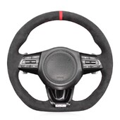 Neslystantis zomšinis odinis automobilio vairo dangtelis, skirtas Kia Stinger 2017 2018 2019 2020 Rankų siuvimo originalus vairo pynė