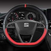 Husa Volan Auto din Microfibra Piele Antiderapante 38cm Pentru Seat Tarraco Arona Ateca Ibiza Toledo Mii Leon Arosa Exeo ST FR