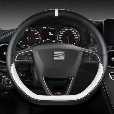 Husa Volan Auto din Microfibra Piele Antiderapante 38cm Pentru Seat Tarraco Arona Ateca Ibiza Toledo Mii Leon Arosa Exeo ST FR