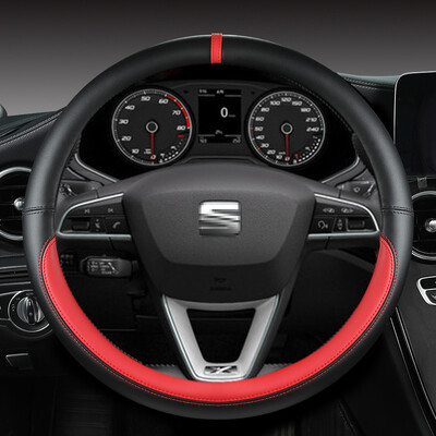 Husa Volan Auto din Microfibra Piele Antiderapante 38cm Pentru Seat Tarraco Arona Ateca Ibiza Toledo Mii Leon Arosa Exeo ST FR
