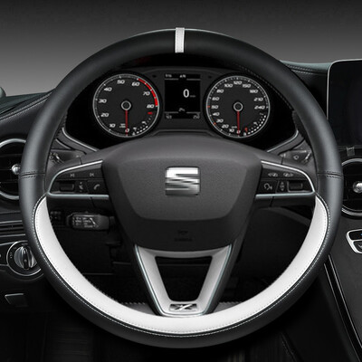 Husa Volan Auto din Microfibra Piele Antiderapante 38cm Pentru Seat Tarraco Arona Ateca Ibiza Toledo Mii Leon Arosa Exeo ST FR