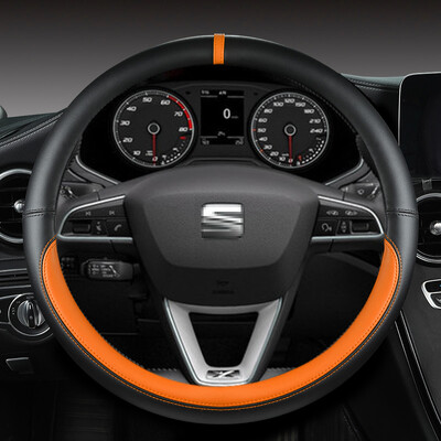 Husa Volan Auto din Microfibra Piele Antiderapante 38cm Pentru Seat Tarraco Arona Ateca Ibiza Toledo Mii Leon Arosa Exeo ST FR