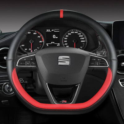 Husa Volan Auto din Microfibra Piele Antiderapante 38cm Pentru Seat Tarraco Arona Ateca Ibiza Toledo Mii Leon Arosa Exeo ST FR