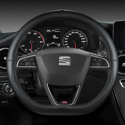 Husa Volan Auto din Microfibra Piele Antiderapante 38cm Pentru Seat Tarraco Arona Ateca Ibiza Toledo Mii Leon Arosa Exeo ST FR