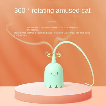 Διαδραστικά παιχνίδια για γάτες USB Electric Intelligent Rolling Ball Toy Cats Pet Silicone Αυτόματη περιστροφή ουράς ποντικιού Teaser Stick