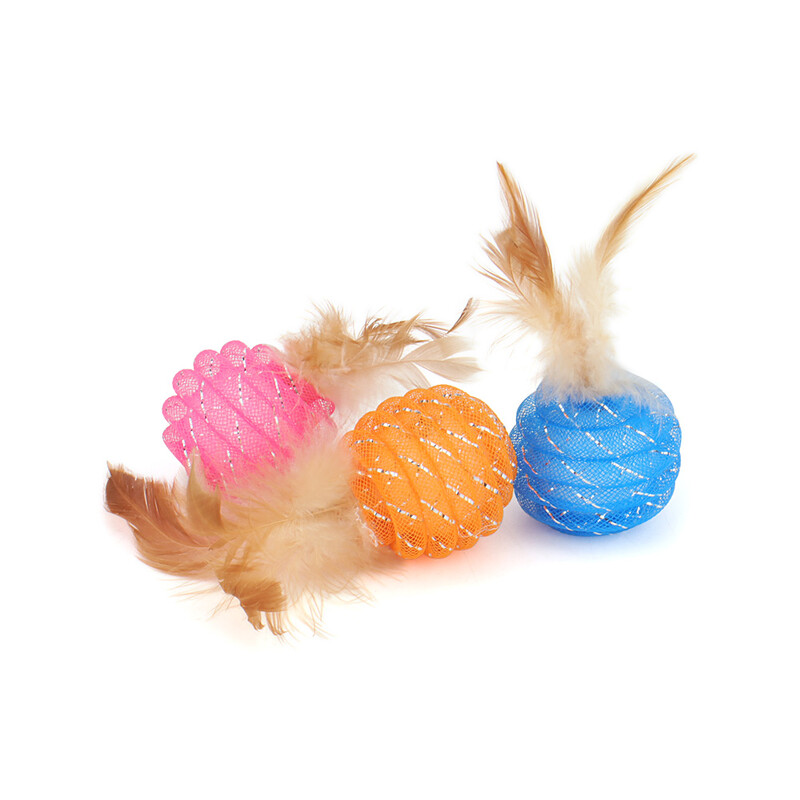 6 bucăți Jucării pentru animale de companie Minge cu pene Bomboană Culoare Pane Pisicuță Joacă Pisica Minge Jucărie