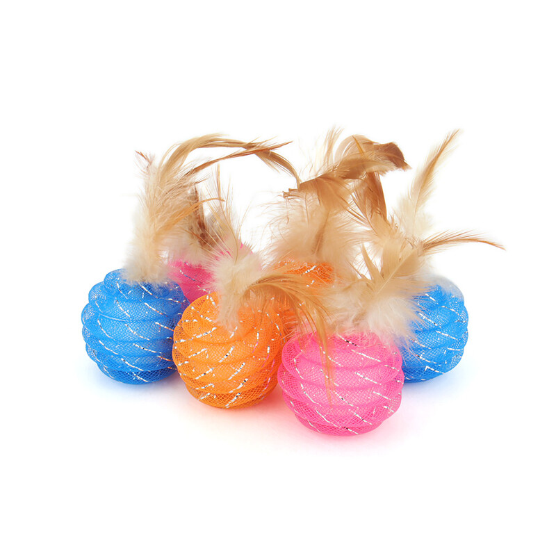6 bucăți Jucării pentru animale de companie Minge cu pene Bomboană Culoare Pane Pisicuță Joacă Pisica Minge Jucărie