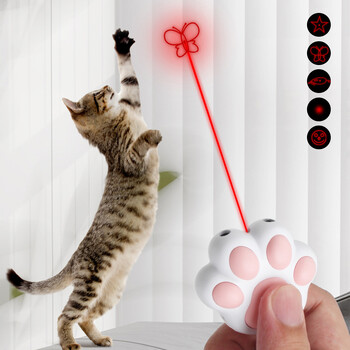 Pet Toys Cat USB Επαναφορτιζόμενο Πολυλειτουργικό Παιχνίδι λέιζερ κατοικίδιων ζώων για γάτες Διαδραστικό Αξεσουάρ Εκπαίδευσης Γατάκια Laser Toy Cat