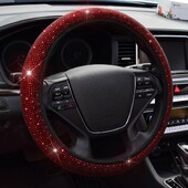 Capacul volanului de cristal 38 cm Husa volanului universal antiderapante Huse roșii pentru volan auto