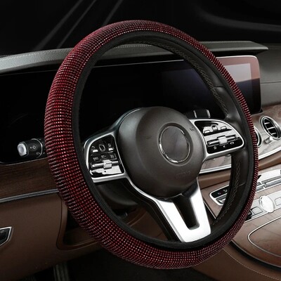 Capacul volanului de cristal 38 cm Husa volanului universal antiderapante Huse roșii pentru volan auto