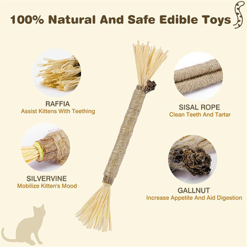 4 τμχ Παιχνίδια για γάτες Silvervine Chew Stick Polygonum Kitty Raffia Grass Pet Supplies Cleaning toeth Stick Pet Bite Cat Toy Rope