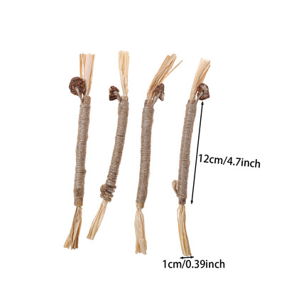 4 vnt Kačių žaislai Silvervine Chew Stick Polygonum Kitty Raffia Žolės reikmenys naminiams gyvūnėliams Valyti dantų lazdelė Pet Bite Cat žaislų virvė