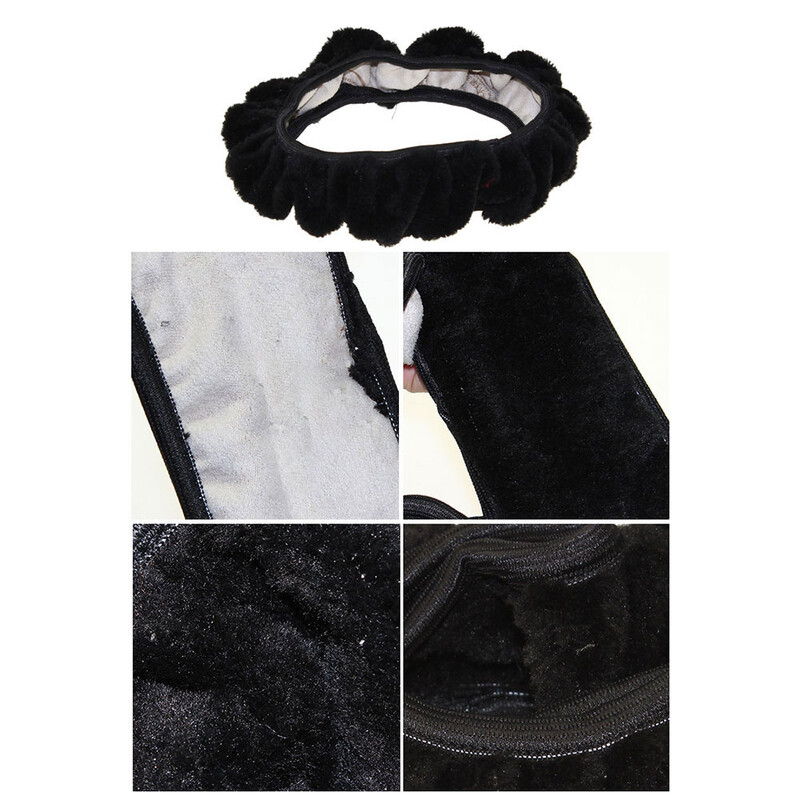 Husa volanului auto din pluș moale, universal, 35-40 cm, iarnă, caldă, husă volanului auto, pluș moale pentru accesorii de interior auto