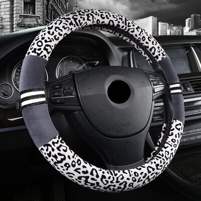 Husă pentru volan de mașină de pluș cu imprimeu leopard pentru Lada Granta Vesta Priora Xray Kalina Samara 2114 2107 2110 2115 Accesorii