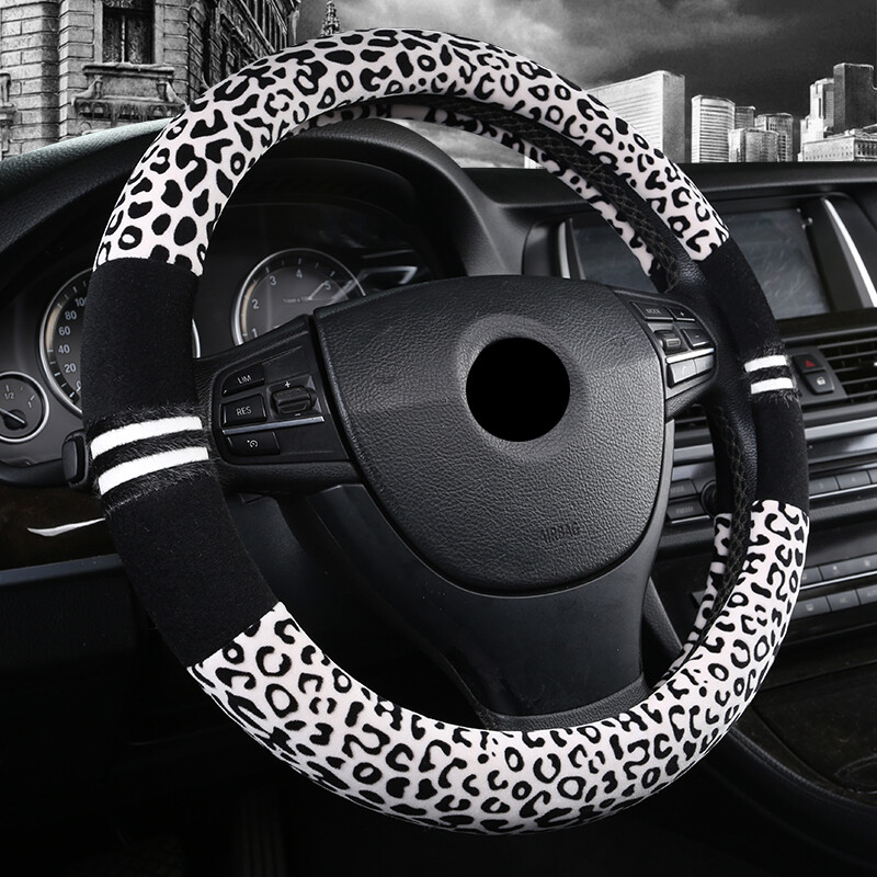 Husă pentru volan de mașină de pluș cu imprimeu leopard pentru Lada Granta Vesta Priora Xray Kalina Samara 2114 2107 2110 2115 Accesorii