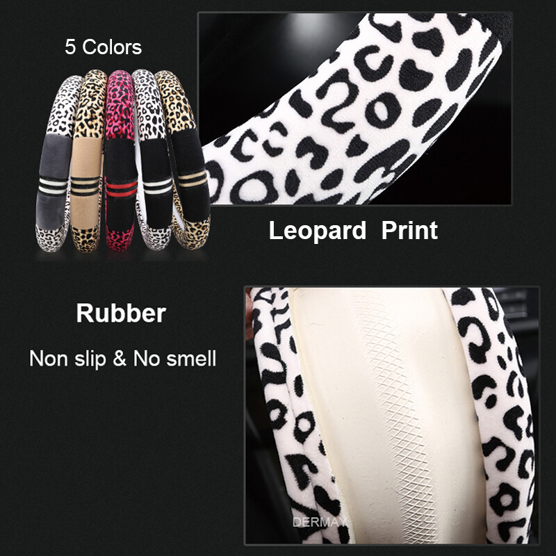 Husă pentru volan de mașină de pluș cu imprimeu leopard pentru Lada Granta Vesta Priora Xray Kalina Samara 2114 2107 2110 2115 Accesorii