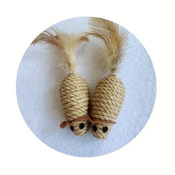 1/4 τμχ Sisal False Mouse Toy Toy Cat Poy Resistance Γεμιστό παιχνίδι Διαδραστικό παιχνίδι προσομοίωσης γάτας Ποντίκια Γατάκι που παίζουν βελούδινα παιχνίδια