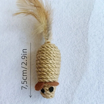 1/4 τμχ Sisal False Mouse Toy Toy Cat Poy Resistance Γεμιστό παιχνίδι Διαδραστικό παιχνίδι προσομοίωσης γάτας Ποντίκια Γατάκι που παίζουν βελούδινα παιχνίδια