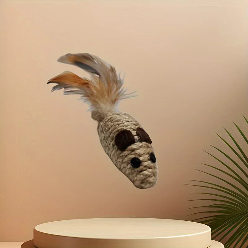 1/4 buc. Sisal fals șoarece pisică jucărie rezistență la mușcături jucărie umplută jucărie interactivă pisică simulare șoareci pisoi jucării de pluș cu auto-joc