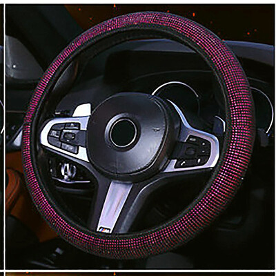 Capac pentru volan cu strasuri de mașină cu diamant de cristal strălucitor Protector de volan pentru mașină Suv, potrivit pentru vehicule de 14,5-15 inch