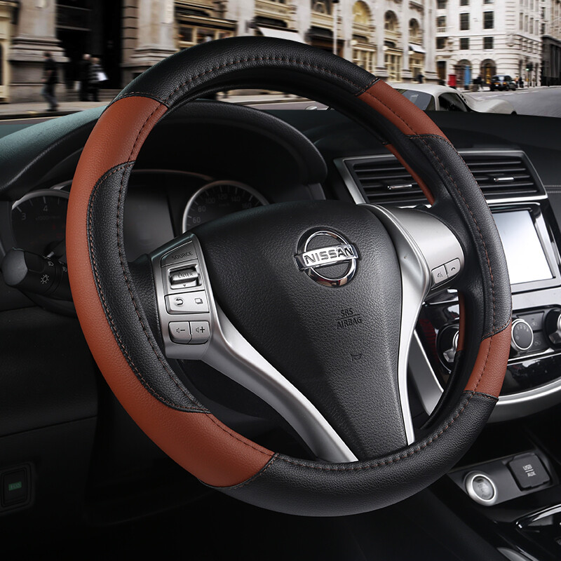 Motocovers Husa de protectie pentru volan din piele antiderapante pentru masina Husa universala pentru volan de masina Stil Fashion 38cm 02