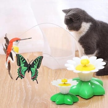 1PCS Електрическа пеперуда Cat Toy Shake Въртяща се летяща автоматична колибри Обучение на интелигентност Забавни играчки за домашни любимци Произволен цвят