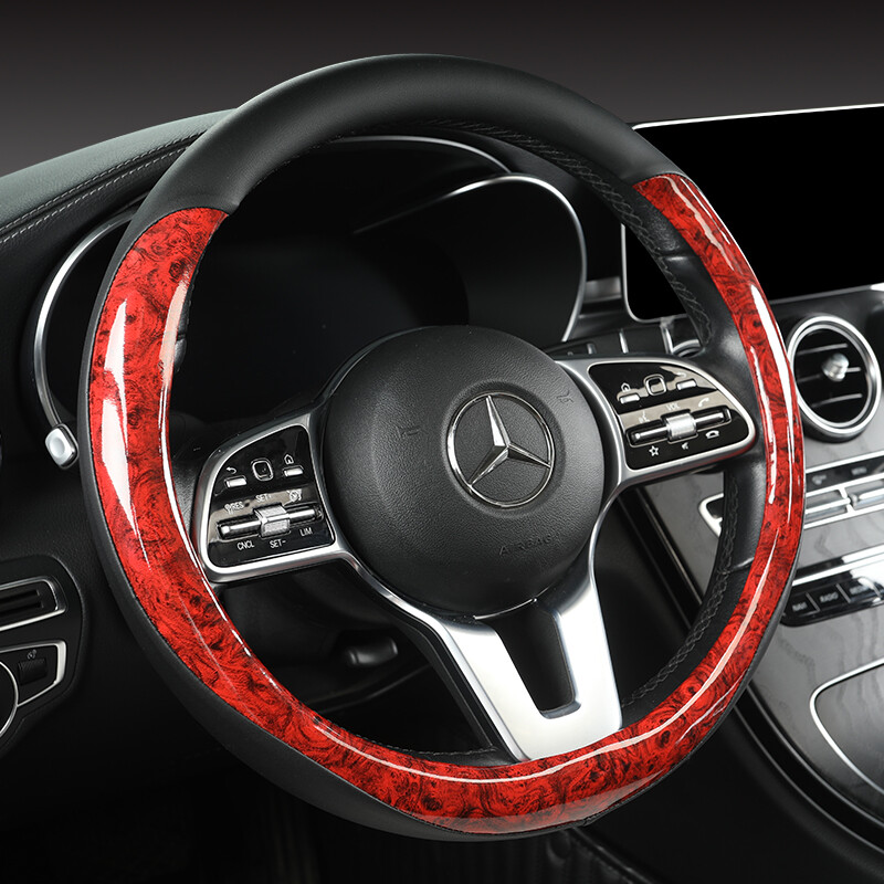 Motocovers Auto pretslīdes ādas stūres pārsegs Universāls auto stūres rata aizsargapvalks Fashion Style 38cm Tips OD