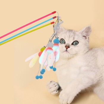 Играчка за котки Cats Stick Cat Toys Interactive Устойчиви на ухапване Cats Toy Butterfly Toys for Cats Teasing Pet Teaser Sticks Pet Products