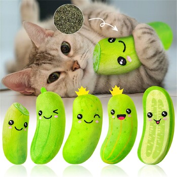 5PCS Pickle Cat Molds Tooth Health Chewing Bite For Interactive Cat Kicking Играчка Подаръци за любители на котки Консумативи за игра на закрито