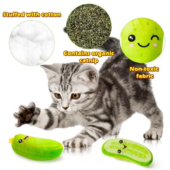 5PCS Pickle Cat Molds Tooth Health Chewing Bite For Interactive Cat Kicking Играчка Подаръци за любители на котки Консумативи за игра на закрито