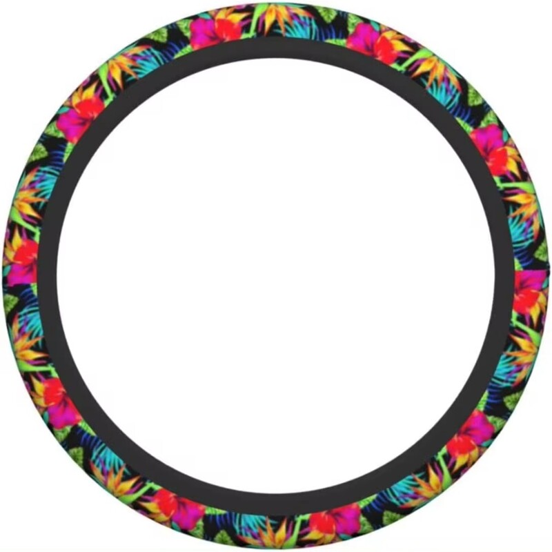 Husă pentru volan de mașină cu flori pentru femei, mov, moale, anti-alunecare, pentru camioane SUV, 15 inchi