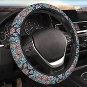 Mandala colorată retro Husă elastică elastică pentru volan Respirabil Anti-alunecare Sedanuri Mașini Camioane Potrivire universală