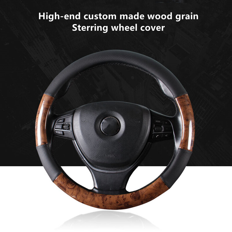 Motocovers automašīnu pretslīdes koka graudains stūres pārsegs automašīnas stūres rata aizsargājošs moderns kvalitatīvs pārsegs 38cm