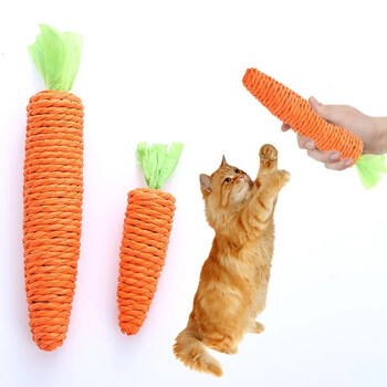 Cat Toy Carrot Sound Προϊόντα κατοικίδιων ζώων Ανθεκτικό στο δάγκωμα Χαρτί με σχοινί ξύστρα καθαρά δόντια Διαδραστικό Play Carrot Chew Toy για γάτες