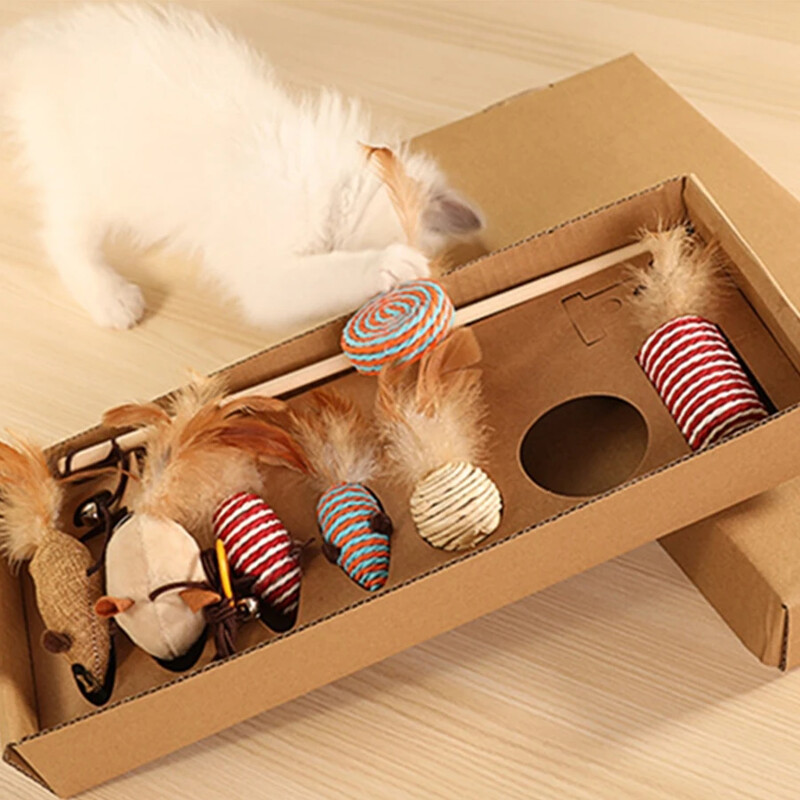 Set Cat Fun Stick Jucării pentru pisici Set 7 piese Cat Fun Stick Jucării noi pentru pisici