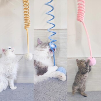 Pet Toy Funny Interactive Cat Stick Spring Rope Ball Λούτρινο παιχνίδι Εκπαίδευση για γάτες Προμήθειες аксесуари для котів