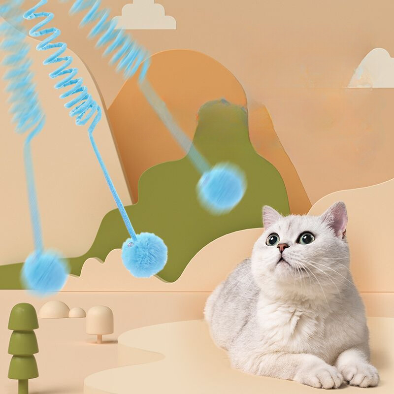 Jucărie pentru animale de companie Amuzant interactiv Băț de pisică Spring Funie Minge Jucărie de plus Jucărie pentru antrenament pentru pisici аксесуари для котів