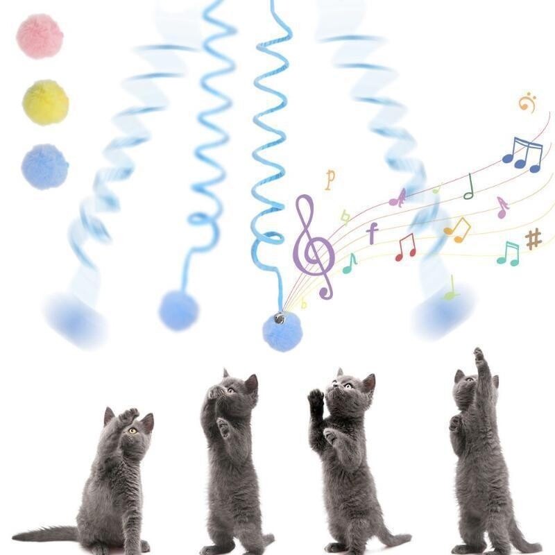 Jucărie pentru animale de companie Amuzant interactiv Băț de pisică Spring Funie Minge Jucărie de plus Jucărie pentru antrenament pentru pisici аксесуари для котів