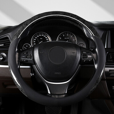 Medžio grūdėtumo mikropluošto odos vairo dangtelis, universalus, tinka 14,5–15 colių patvariam odiniam dangčiui, neslystantis nuo venų dizainas