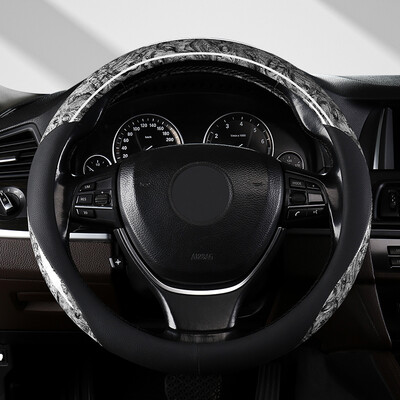 Medžio grūdėtumo mikropluošto odos vairo dangtelis, universalus, tinka 14,5–15 colių patvariam odiniam dangčiui, neslystantis nuo venų dizainas