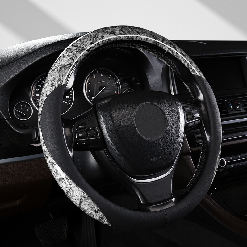 Medžio grūdėtumo mikropluošto odos vairo dangtelis, universalus, tinka 14,5–15 colių patvariam odiniam dangčiui, neslystantis nuo venų dizainas