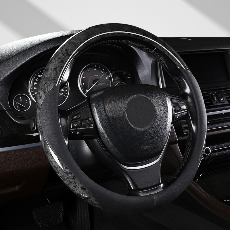 Medžio grūdėtumo mikropluošto odos vairo dangtelis, universalus, tinka 14,5–15 colių patvariam odiniam dangčiui, neslystantis nuo venų dizainas