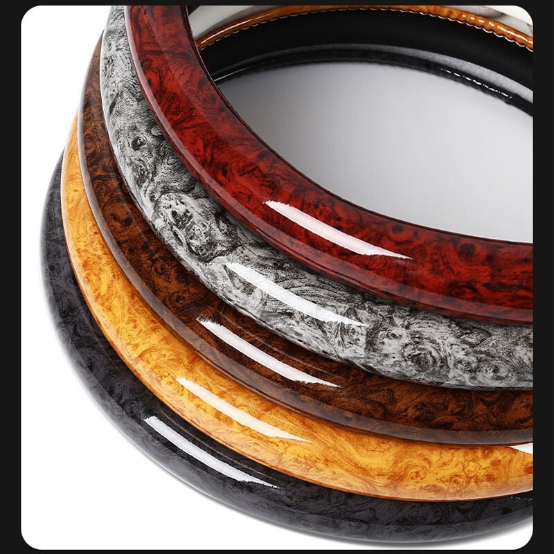 Medžio grūdėtumo mikropluošto odos vairo dangtelis, universalus, tinka 14,5–15 colių patvariam odiniam dangčiui, neslystantis nuo venų dizainas