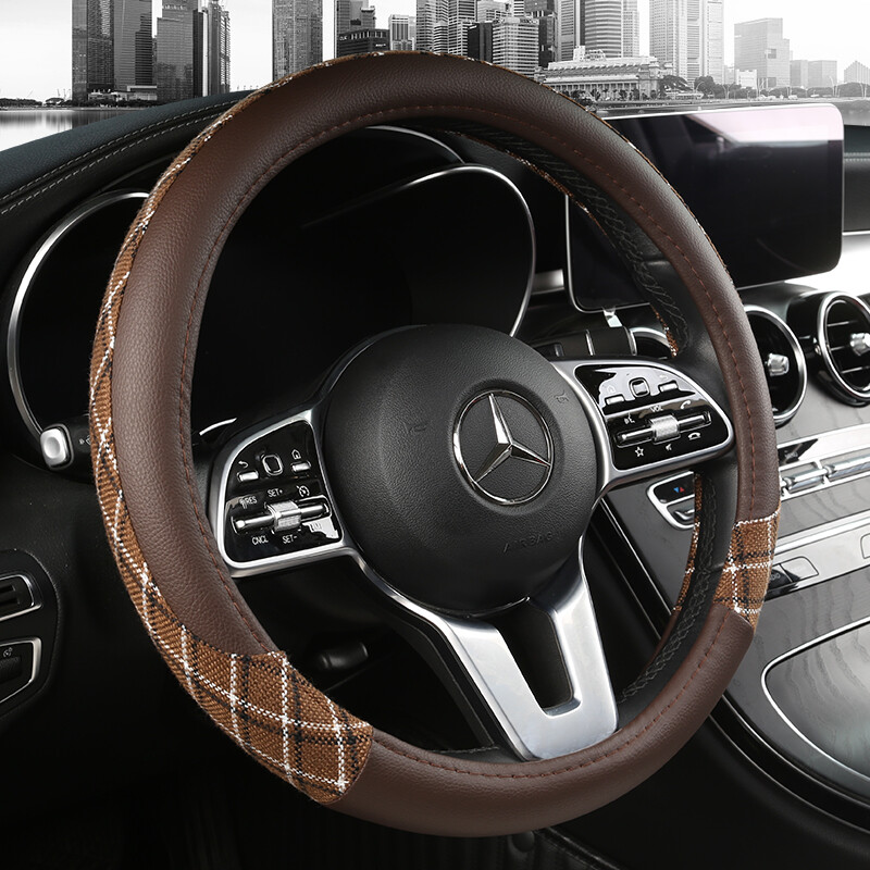 Husă pentru volan din piele anti-alunecare pentru mașină Husă de protecție universală pentru volan pentru mașină Stil la modă 38 cm Tip OD roșu