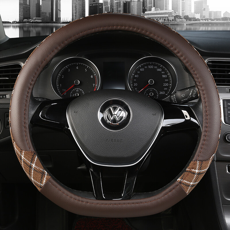 Husă pentru volan din piele anti-alunecare pentru mașină Husă de protecție universală pentru volan pentru mașină Stil la modă 38 cm Tip OD roșu