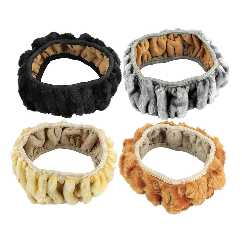 Husa volanului mașinii din blană scurtă, moale, de 38 cm, de înaltă densitate, caldă de pluș, iarnă, accesorii pentru acoperirea volanului